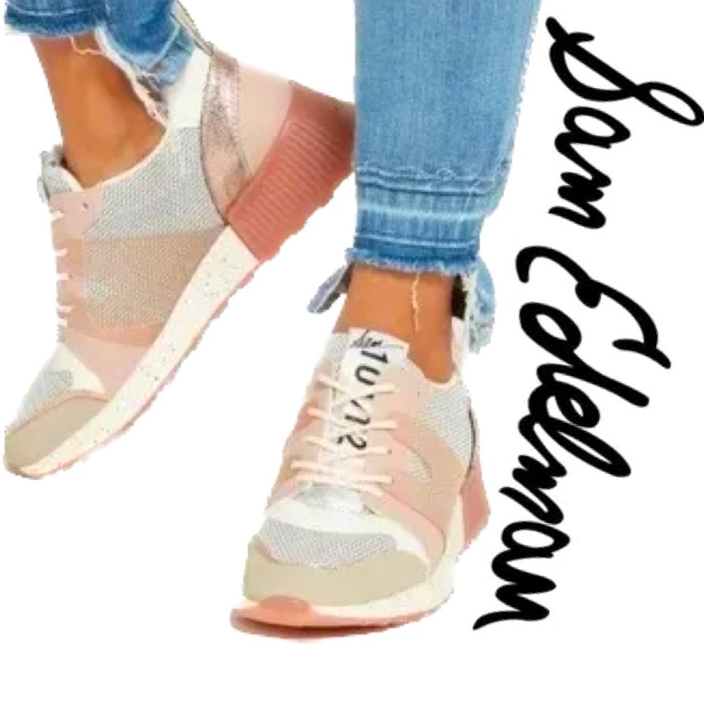 SAM EDELMAN Darsie Sneakers Pink Casual Comfort-Cushioning Sz8M